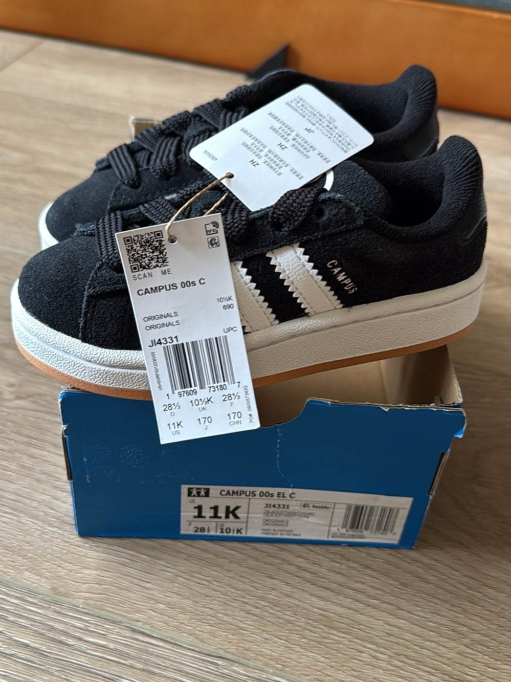 adidas Kids Black & White Campus 00s Suede Sneakers